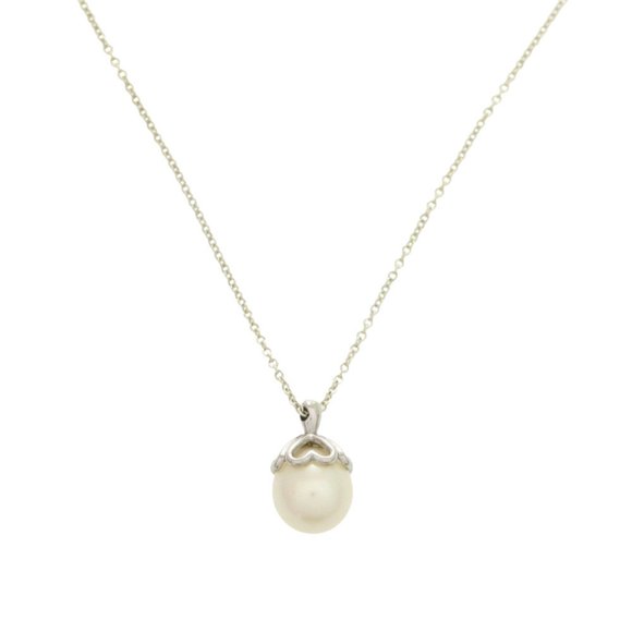 Tiffany Jewelry - Tiffany Heart 925 Sterling Silver Pearl Necklace 0752 TIFFANY & Co.